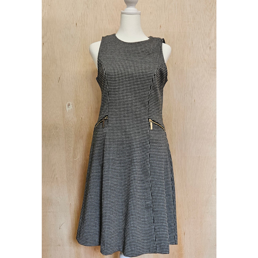 Ann Taylor Factory Black & White Gingham Check Zipper‎ Dress Size 2